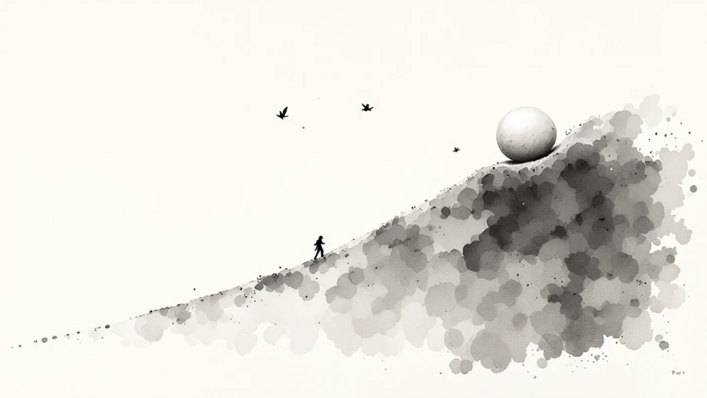A snowball growing as it rolls downhill, showing how compounding builds on itself
